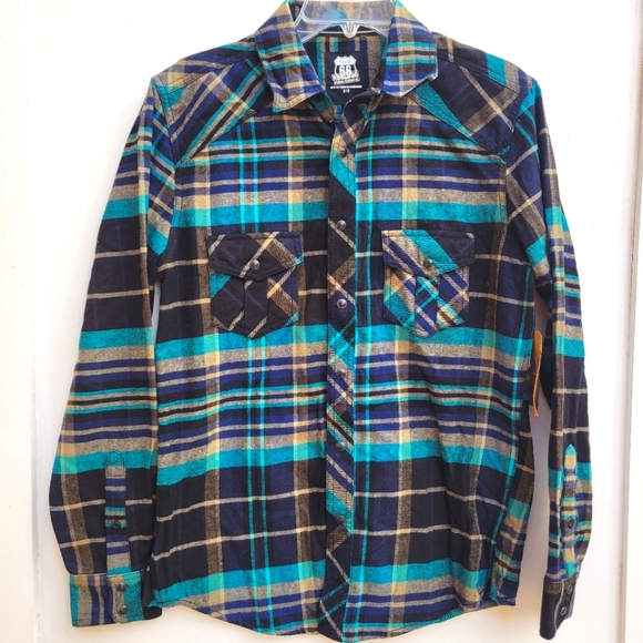 Route 66 Other - Plaid Blue and Green Plaid Button-Up Shirt